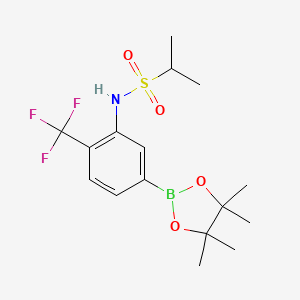 molecular formula C16H23BF3NO4S B13722609 N-(5-(4,4,5,5-tetramethyl-1,3,2-dioxaborolan-2-yl)-2-(trifluoromethyl)phenyl)propane-2-sulfonamide 