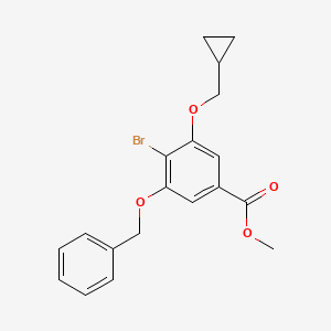 molecular formula C19H19BrO4 B13722724 Methyl 3-(benzyloxy)-4-bromo-5-(cyclopropylmethoxy)benzoate 