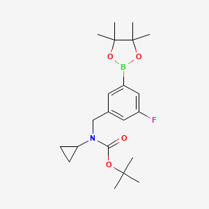 molecular formula C21H31BFNO4 B13722827 Cyclopropyl-[3-fluoro-5-(4,4,5,5-tetramethyl-[1,3,2]dioxaborolan-2-yl)-benzyl]-carbamic acid tert-butyl ester 