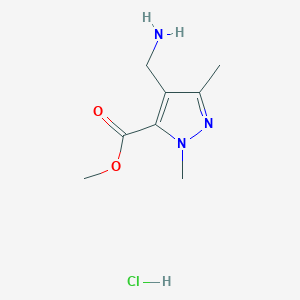 molecular formula C8H14ClN3O2 B13722984 Methyl 4-(Aminomethyl)-1,3-dimethyl-1H-pyrazole-5-carboxylate Hydrochloride 
