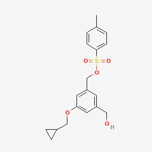 molecular formula C19H22O5S B13723031 [3-(cyclopropylmethoxy)-5-(hydroxymethyl)phenyl]methyl 4-methylbenzenesulfonate 