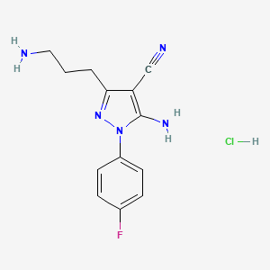 5-amino-3-(3-aminopropyl)-1-(4-fluorophenyl)-1H-pyrazole-4-carbonitrile hydrochloride