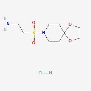 molecular formula C9H19ClN2O4S B1372316 2-(1,4-Dioxa-8-azaspiro[4.5]dec-8-ylsulfonyl)ethanamine hydrochloride CAS No. 1170562-90-9