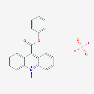 molecular formula C21H16FNO5S B137232 10-Methyl-9-(phenoxycarbonyl)acridinium fluorosulfonate CAS No. 149300-54-9