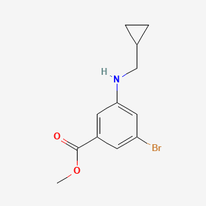 molecular formula C12H14BrNO2 B13723309 Methyl 3-bromo-5-((cyclopropylmethyl)amino)benzoate 