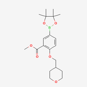 molecular formula C20H29BO6 B13723479 Methyl 2-((tetrahydro-2H-pyran-4-yl)methoxy)-5-(4,4,5,5-tetramethyl-1,3,2-dioxaborolan-2-yl)benzoate 