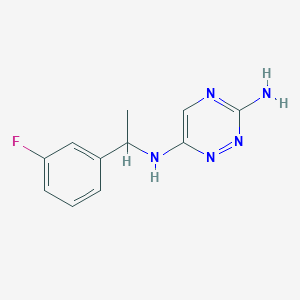 molecular formula C11H12FN5 B13723691 N6-[1-(3-Fluorophenyl)ethyl]-1,2,4-triazine-3,6-diamine 