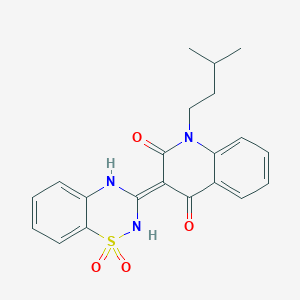 molecular formula C21H21N3O4S B137237 3-(1,1-Dioxo-1,4-dihydrobenzo[1,2,4]thiadiazin-3-yl)-4-hydroxy-1-(3-methylbutyl)-1H-quinolin-2-one 