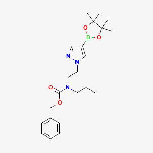 molecular formula C22H32BN3O4 B13723997 Propyl-{2-[4-(4,4,5,5-tetramethyl-[1,3,2]dioxaborolan-2-yl)-pyrazol-1-yl]-ethyl}-carbamic acid benzyl ester 