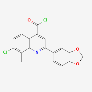 molecular formula C18H11Cl2NO3 B1372411 2-(1,3-Benzodioxol-5-YL)-7-chloro-8-methylquinoline-4-carbonyl chloride CAS No. 1160256-75-6