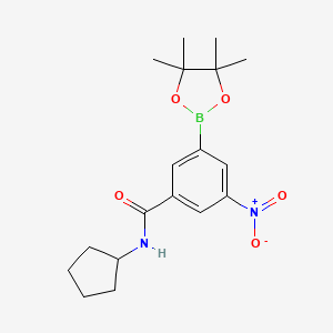 molecular formula C18H25BN2O5 B13724204 N-Cyclopentyl-3-nitro-5-(tetramethyl-1,3,2-dioxaborolan-2-yl)benzamide 