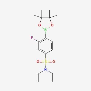molecular formula C16H25BFNO4S B13724316 N,N-Diethyl-3-fluoro-4-(4,4,5,5-tetramethyl-[1,3,2]dioxaborolan-2-yl)-benzenesulfonamide 