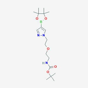 molecular formula C18H32BN3O5 B13724464 tert-Butyl (2-(2-(4-(4,4,5,5-tetramethyl-1,3,2-dioxaborolan-2-yl)-1H-pyrazol-1-yl)ethoxy)ethyl)carbamate 