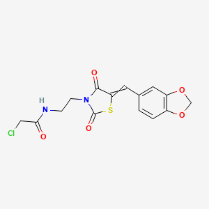 molecular formula C15H13ClN2O5S B13724565 N-[2-(5-Benzo[1,3]dioxol-5-ylmethylene-2,4-dioxo-thiazolidin-3-yl)-ethyl]-2-chloro-acetamide CAS No. 554423-46-0