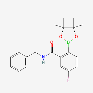 molecular formula C20H23BFNO3 B13724717 N-Benzyl-5-fluoro-2-(tetramethyl-1,3,2-dioxaborolan-2-yl)benzamide 