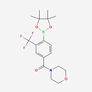 molecular formula C18H23BF3NO4 B13724777 Morpholin-4-yl-[4-(4,4,5,5-tetramethyl-[1,3,2]dioxaborolan-2-yl)-3-trifluoromethylphenyl]-methanone 