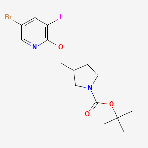Tert-butyl 3-((5-bromo-3-iodopyridin-2-yloxy)-methyl)pyrrolidine-1-carboxylate