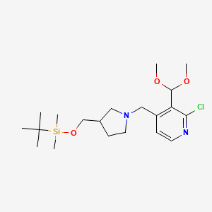 4-((3-((Tert-butyldimethylsilyloxy)methyl)pyrrolidin-1-yl)methyl)-2-chloro-3-(dimethoxymethyl)pyridine
