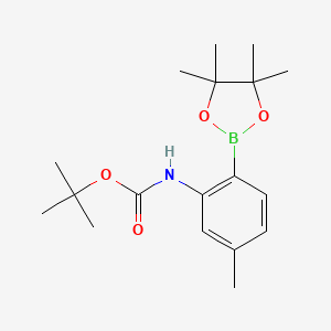 molecular formula C18H28BNO4 B1372510 tert-Butyl (5-methyl-2-(4,4,5,5-tetramethyl-1,3,2-dioxaborolan-2-yl)phenyl)carbamate CAS No. 1150561-75-3