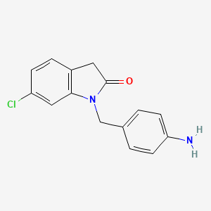 molecular formula C15H13ClN2O B1372540 1-[(4-aminophenyl)methyl]-6-chloro-2,3-dihydro-1H-indol-2-one CAS No. 1019456-03-1
