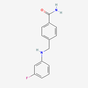 molecular formula C14H13FN2O B1372552 4-{[(3-Fluorophenyl)amino]methyl}benzamide CAS No. 1020984-59-1