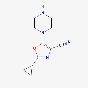 2-Cyclopropyl-5-piperazin-1-yl-1,3-oxazole-4-carbonitrile