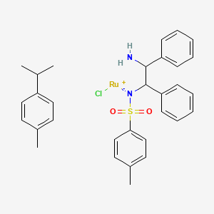 molecular formula C31H35ClN2O2RuS B13726106 Chloro{[(1S,2S)-(-)-2-amino-1,2-diphenylethyl](4-toluenesulfonyl)amido}(p-cymene)ruthenium(II) 
