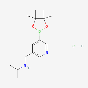 molecular formula C15H26BClN2O2 B13726289 N-((5-(4,4,5,5-tetramethyl-1,3,2-dioxaborolan-2-yl)pyridin-3-yl)methyl)propan-2-amine hydrochloride 