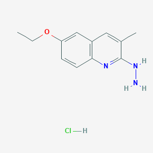 molecular formula C12H16ClN3O B13726348 2-Hydrazino-6-ethoxy-3-methylquinoline hydrochloride CAS No. 1171729-84-2