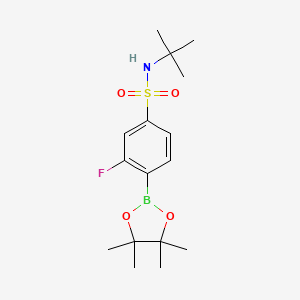 molecular formula C16H25BFNO4S B13726375 N-tert-Butyl-3-fluoro-4-(4,4,5,5-tetramethyl-[1,3,2]dioxaborolan-2-yl)-benzenesulfonamide 