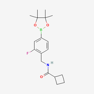 molecular formula C18H25BFNO3 B13726378 N-(2-fluoro-4-(4,4,5,5-tetramethyl-1,3,2-dioxaborolan-2-yl)benzyl)cyclobutanecarboxamide 