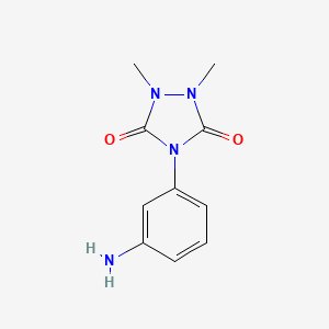 molecular formula C10H12N4O2 B1372667 4-(3-Aminophenyl)-1,2-dimethyl-1,2,4-triazolidine-3,5-dione CAS No. 1160263-99-9
