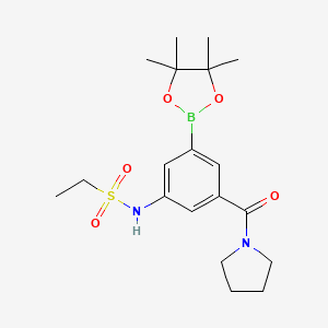 molecular formula C19H29BN2O5S B13726786 Ethanesulfonic acid [3-(pyrrolidine-1-carbonyl)-5-(4,4,5,5-tetramethyl-[1,3,2]dioxaborolan-2-yl)-phenyl]-amide 