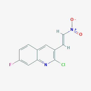 molecular formula C11H6ClFN2O2 B13726814 E-2-Chloro-7-fluoro-3-(2-nitro)vinylquinoline 