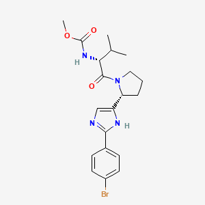 molecular formula C20H25BrN4O3 B13726910 methyl ((R)-1-((R)-2-(2-(4-bromophenyl)-1H-imidazol-5-yl)pyrrolidin-1-yl)-3-methyl-1-oxobutan-2-yl)carbamate 