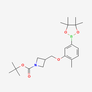 molecular formula C22H34BNO5 B13726938 tert-Butyl 3-((2-methyl-5-(4,4,5,5-tetramethyl-1,3,2-dioxaborolan-2-yl)phenoxy)methyl)azetidine-1-carboxylate 