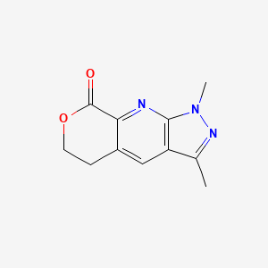 molecular formula C11H11N3O2 B1372694 1,3-dimethyl-5,6-dihydropyrano[3,4-b]pyrazolo[4,3-e]pyridin-8(1H)-one CAS No. 1114822-67-1
