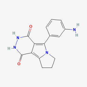 molecular formula C15H14N4O2 B1372698 5-(3-aminophenyl)-1H,2H,3H,4H,7H,8H,9H-pyridazino[4,5-a]pyrrolizine-1,4-dione CAS No. 1114822-85-3