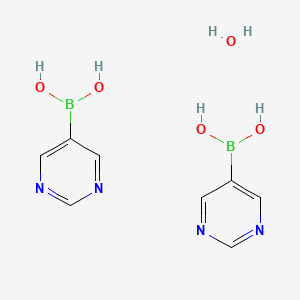 molecular formula C8H12B2N4O5 B13727073 Pyrimidine-5-boronic acid hemihydrate 
