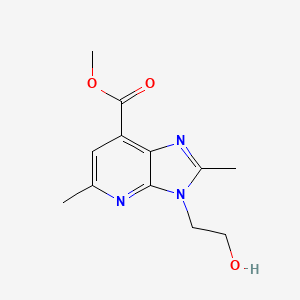 molecular formula C12H15N3O3 B13727216 Methyl 3-(2-hydroxyethyl)-2,5-dimethyl-3H-imidazo-[4,5-b]-pyridine-7-carboxylate 