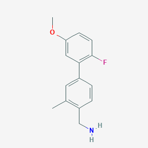 molecular formula C15H16FNO B13727296 C-(2'-Fluoro-5'-methoxy-3-methyl-biphenyl-4-yl)-methylamine 