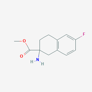 molecular formula C12H14FNO2 B1372748 2-Amino-6-fluoro-1,2,3,4-tetrahydro-naphthalene-2-carboxylic acid methyl ester CAS No. 885274-16-8