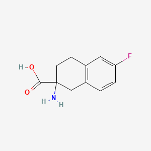 molecular formula C11H12FNO2 B1372749 2-Amino-6-fluoro-1,2,3,4-tetrahydronaphthalene-2-carboxylic acid CAS No. 885274-22-6