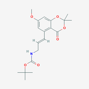 molecular formula C19H25NO6 B13727510 tert-butyl N-[(E)-3-(7-methoxy-2,2-dimethyl-4-oxo-1,3-benzodioxin-5-yl)prop-2-enyl]carbamate 