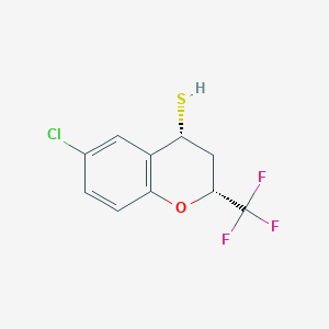 molecular formula C10H8ClF3OS B13727727 cis-6-Chloro-2-(trifluoromethyl)chromane-4-thiol 