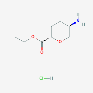 molecular formula C8H16ClNO3 B13727758 Ethyl trans-5-amino-tetrahydro-pyran-2-carboxylate hcl 