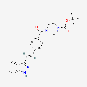 molecular formula C25H28N4O3 B13727770 tert-butyl 4-{4-[(E)-2-(1H-indazol-3-yl)ethenyl]benzoyl}piperazine-1-carboxylate 