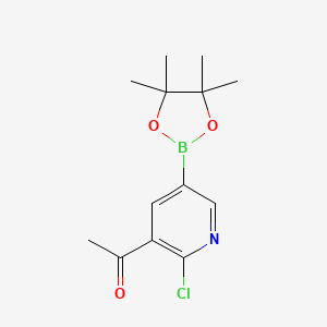 molecular formula C13H17BClNO3 B13728025 1-(2-Chloro-5-(4,4,5,5-tetramethyl-1,3,2-dioxaborolan-2-yl)pyridin-3-yl)ethan-1-one 