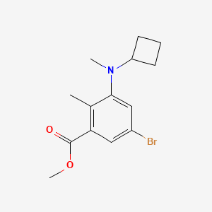 molecular formula C14H18BrNO2 B13728126 5-Bromo-3-(cyclobutylmethylamino)-2-methylbenzoic acid methyl ester 