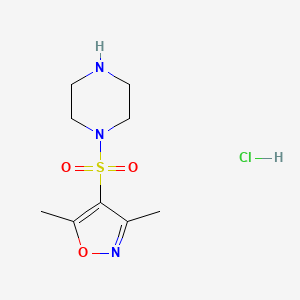 molecular formula C9H16ClN3O3S B1372819 1-[(Dimethyl-1,2-oxazol-4-yl)sulfonyl]piperazine hydrochloride CAS No. 1803583-13-2